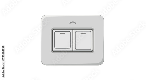 Modern gray double light switch with two rectangular buttons for electrical control.