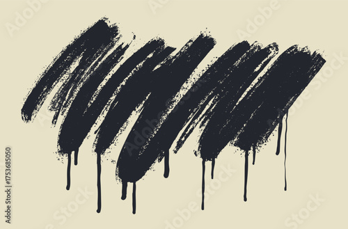 Vector paint stain. Creative brush strokes. Abstract drawing, artistic design elements. Abstract black brush stroke. Template black brush on isolated background.