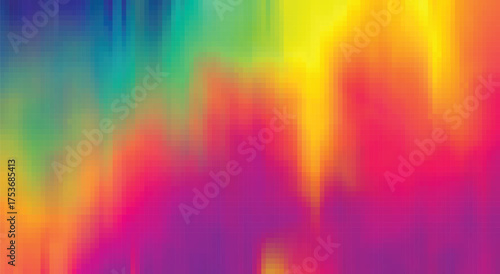 Abstract glitch background vector RGB pixel distortion. Colorful modern digital texture and noise grid.