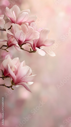 Beautiful Magnolia Blossoms in Soft Pink Hues Against a Gentle Background