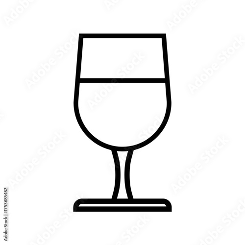 Full outline  wine glass, shot glass outline icon vector illustration, alcohol, water logo