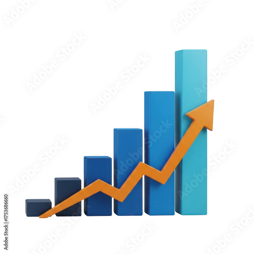 Free Download Bar chart graphic with rising orange arrow indicating upward trend and growth - GFXLoad