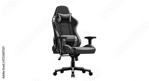 Ergonomic Black Gaming Chair with Adjustable Headrest and Armrests.