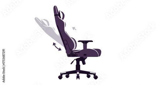 Ergonomic Purple Gaming Chair with Adjustable Recline Feature.