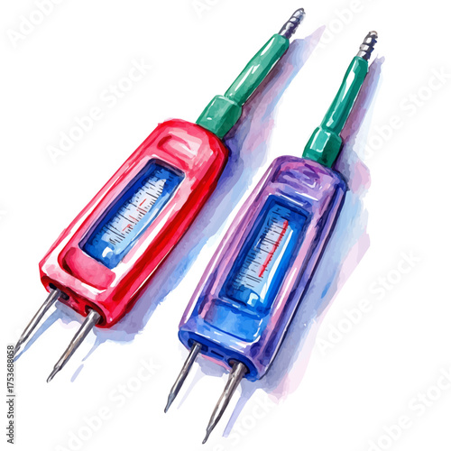 Voltage Tester, watercolor vector, isolated on a white background.