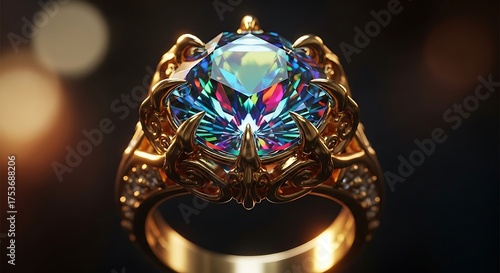 Wallpaper Mural Large Rainbow Gemstone Ring With Gold Setting colorful Torontodigital.ca