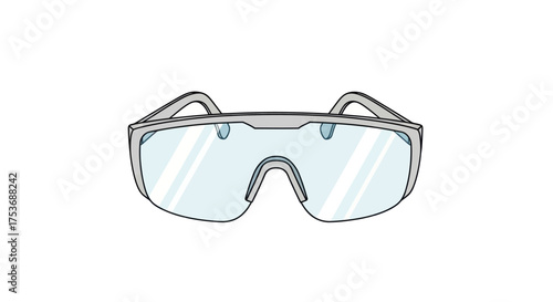 Protective Safety Glasses with Clear Lenses and Gray Frames.