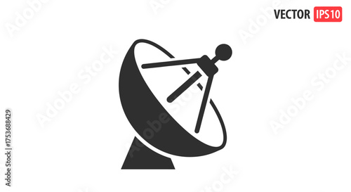 Satellite Dish Antenna Icon Communication Technology Signal Receiver Modern Design Vector Illustration.