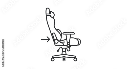 Ergonomic Gaming Chair Outline with Adjustable Lumbar Support and Headrest.