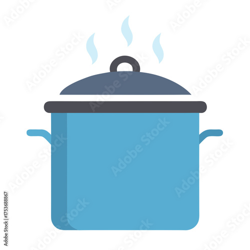 Blue cooking pot with lid and steam