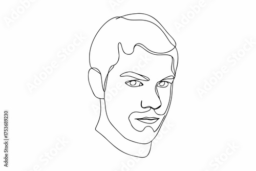 Minimalist portrait of a young man continuous line drawing art