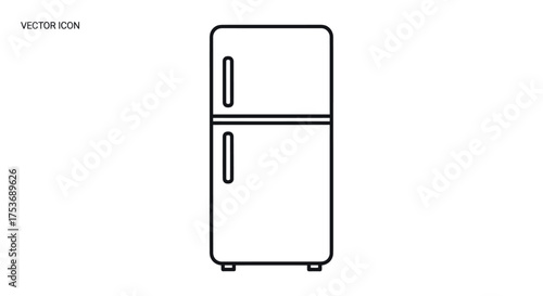 Simple Line Art Refrigerator Illustration with Two Doors.