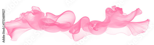 Abstract pink translucent silk fabric shape effect transparent PNG, isolated background cutout. Soft, silky textile texture, modern, elegant design element