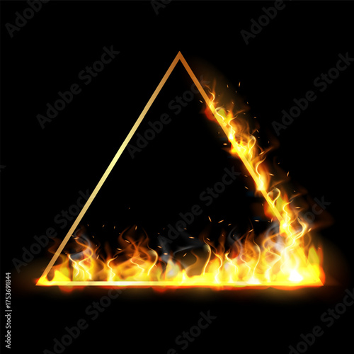 A fiery yellow-orange triangular frame with a glow effect.