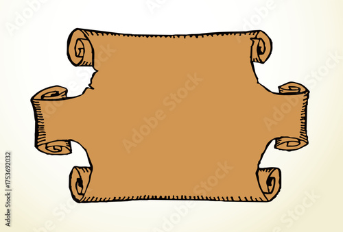 Old paper scroll. Vector drawing icon