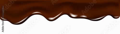Realistic dark chocolate falling drops, dripping melted liquid cocoa cream.