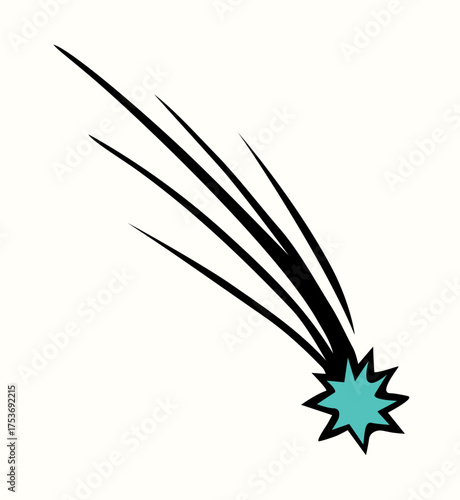 Flying comet with a tail. Vector drawing