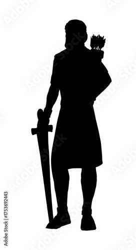 Vector drawing. Warrior with sword