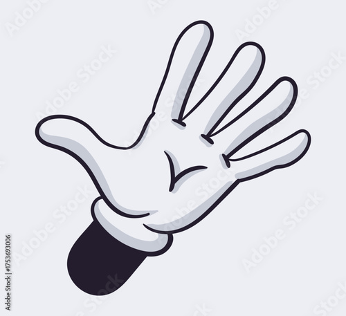 Retro comic book gloved hand. Comic book character body part, cartoon mascot hand in glove flat vector illustration. Comic hand gesture