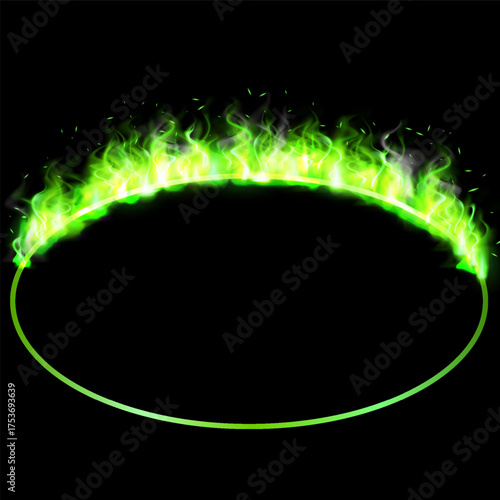 Oval empty yellow-green frame with iridescent effect and glow.