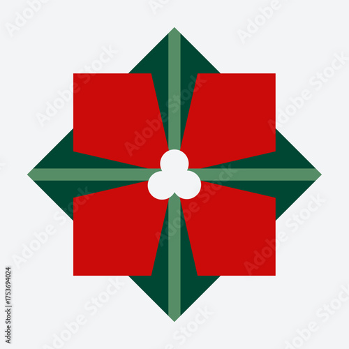 Christmas gift boxes icon flat style. Cartoon geometric gift box silhouette top view for  holiday present card. Vector illustration on white background
