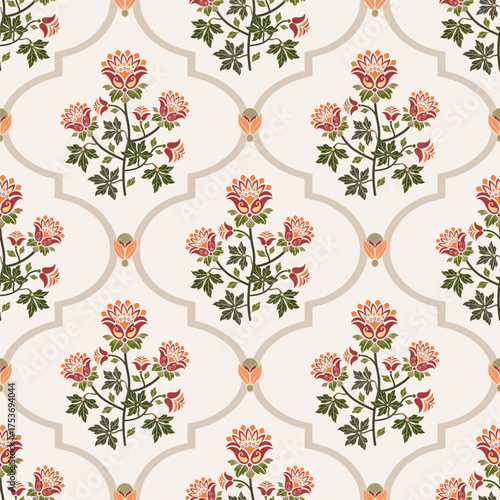 Vector Hand drawn colourful geometric flowers Motifs African boho paisley, seamless patterns with floral for fabric Ethnic Indian Pattern, textiles, clothing, wrapping paper, backdrop, banner.
