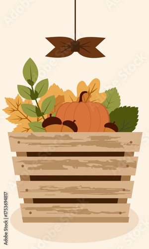  Autumn harvest in a wooden box