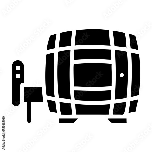 Vector art of wooden barrel with tap, a vintage container for storing and dispensing liquids