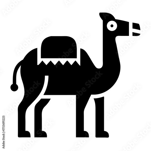 Illustration of a camel with a saddle perfect for desert and travel themes