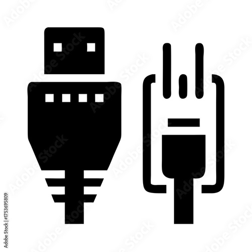 Vector art of usb cable icon connector, simple vector illustration for data transfer
