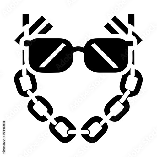 Vector art of cool dude icon with sunglasses and chain for graphic design needs