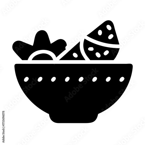 Vector art of bowl of delicious nachos with tortilla chips and toppings perfect for snack