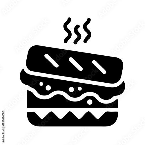 Illustration of a hot sandwich with steam rising