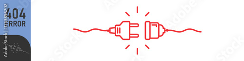 Electric socket with a plug. Electric Plug connect socket.Get connected or disconnect. Concept of web banner 404 error, disconnection, loss of connect, loss of connection.Vector illustration.Color set