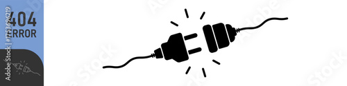 Electric socket with a plug. Electric Plug connect socket.Get connected or disconnect. Concept of web banner 404 error, disconnection, loss of connect, loss of connection.Vector illustration.Color set