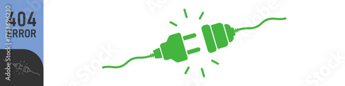 Electric socket with a plug. Electric Plug connect socket.Get connected or disconnect. Concept of web banner 404 error, disconnection, loss of connect, loss of connection.Vector illustration.Color set