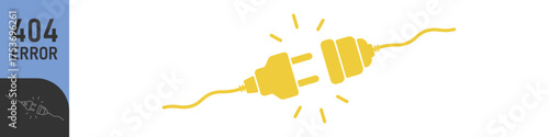 Electric socket with a plug. Electric Plug connect socket.Get connected or disconnect. Concept of web banner 404 error, disconnection, loss of connect, loss of connection.Vector illustration.Color set