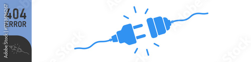 Electric socket with a plug. Electric Plug connect socket.Get connected or disconnect. Concept of web banner 404 error, disconnection, loss of connect, loss of connection.Vector illustration.Color set