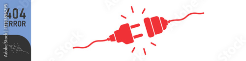 Electric socket with a plug. Electric Plug connect socket.Get connected or disconnect. Concept of web banner 404 error, disconnection, loss of connect, loss of connection.Vector illustration.Color set