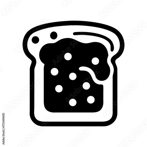 Vector art of slice of bread with jam icon of toast with spread and dots