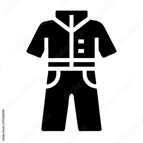 Illustration of black jumpsuit for uniform or fashion apparel