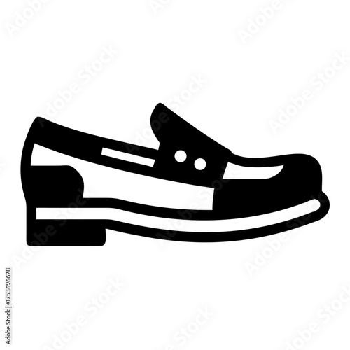 Vector art of elegant black and white loafer, showcasing its classic design and style