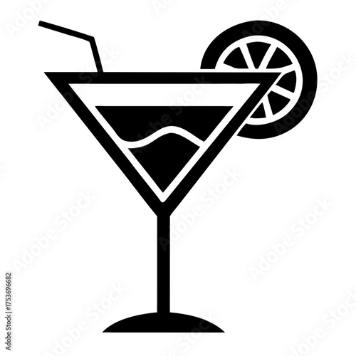 Vector art of elegant martini cocktail with lemon, a classic drink for sophisticated occasions