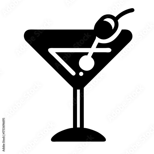 Vector art of elegant martini glass icon, a symbol of celebration and sophisticated taste