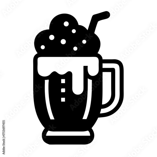 Vector art of a refreshing milkshake with whipped cream, perfect for a sweet treat