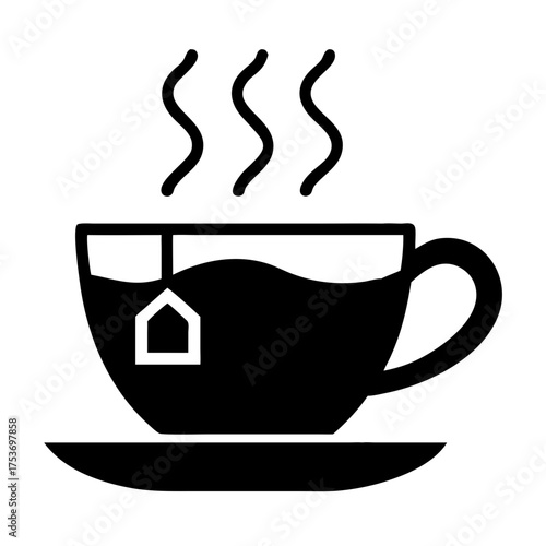 Vector art of cup of tea with steam hot beverage in a cup icon
