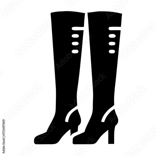 Vector art of pair of elegant highheeled kneehigh boots, a stylish footwear for women