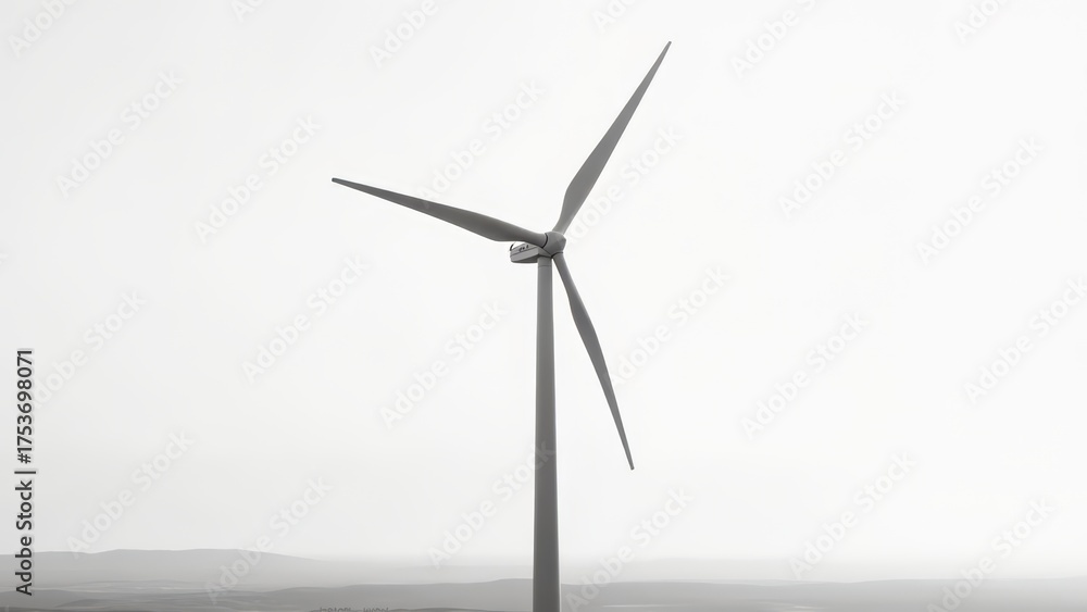 Fototapeta premium Wind turbine against pale sky