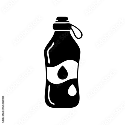 Illustration of a black water bottle with a white water drop stay hydrated