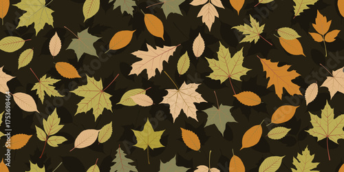 Autumn falling leafs vector pattern. Fall leaves seamless print